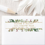 Botanical Greenery Christmas Gold Return Address Label<br><div class="desc">This return address label features painted watercolor red berries,  pine branches,  eucalyptus,  green leaves with gold stripes. For more advanced customization of this design,  please click the "Customize further" link.  Matching items are also available.</div>