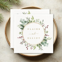 Botanical Greenery Christmas Holiday Gold Wedding 