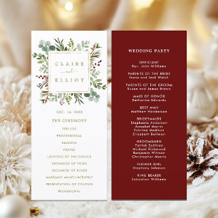 Botanical Greenery Christmas Holiday Gold Wedding Program