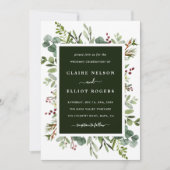 Botanical Greenery Christmas Holiday Green Wedding Invitation (Front)