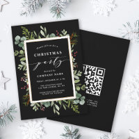 Botanical Greenery Christmas Party with QR Code