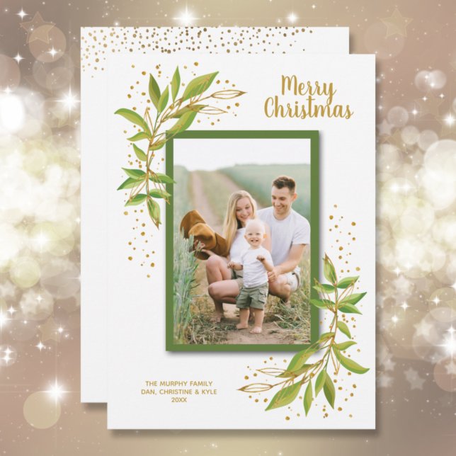 Botanical Greenery Christmas Photo Holiday Card (Creator Uploaded)