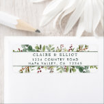 Botanical Greenery Christmas Return Address Label<br><div class="desc">This return address label features painted watercolor red berries,  pine branches,  eucalyptus,  green leaves with green stripes. For more advanced customization of this design,  please click the "Customize further" link.  Matching items are also available.</div>