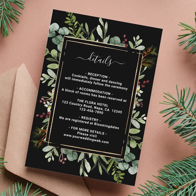 Botanical Greenery Christmas Wedding Details  Enclosure Card (Creator Uploaded)
