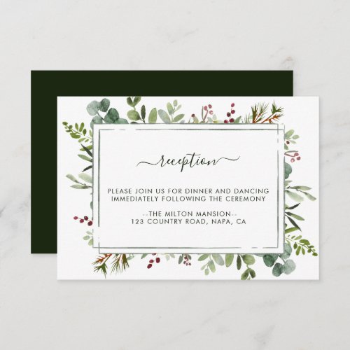 Botanical Greenery Christmas Wedding Reception Enc Enclosure Card