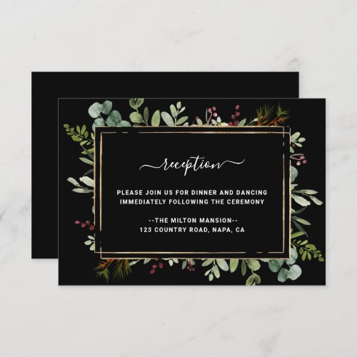 Botanical Greenery Christmas Wedding Reception  Enclosure Card