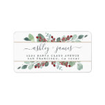 Botanical Greenery CranBerries Christmas Gold Label<br><div class="desc">Chic, modern and simple botanical greenery Christmas return address label features your names in off-black elegant hand written script calligraphy on a white background with a stylish touch of watercolor eucalyptus greenery foliage, hand painted red berries and gold lines. Simply add your names and address. Exclusively designed for you by...</div>