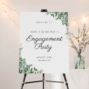 Botanical Greenery Engagement Party Welcome Sign