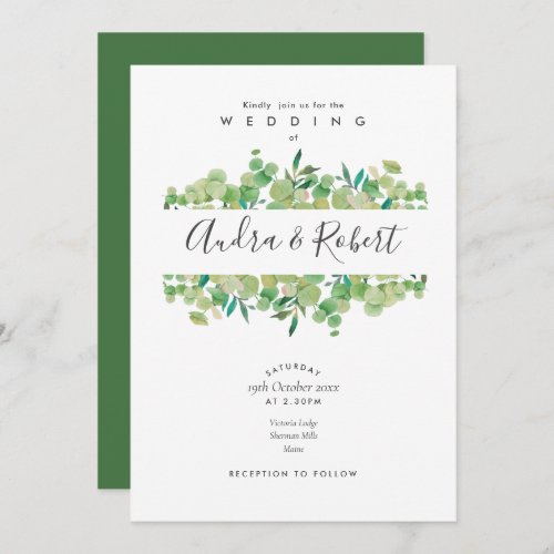 Botanical Greenery Eucalyptus Garland Wedding Invitation