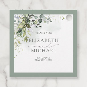 Botanical Greenery Floral Watercolor Wedding Favor Tags