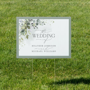 Botanical Greenery Floral Watercolor Wedding Sign