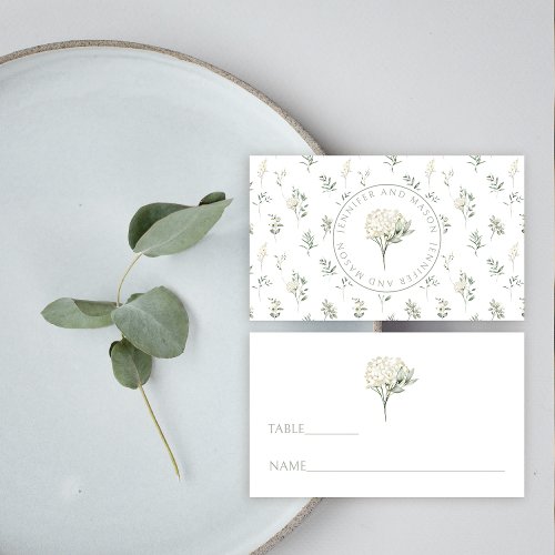 Botanical greenery floral wedding place cards