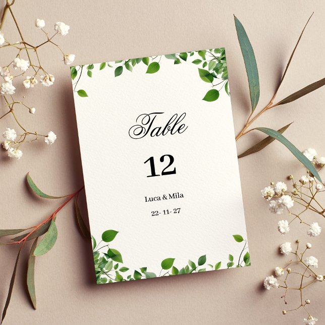 Botanical greenery foliage simple Table Numbers (Botanical greenery foliage simple Table Numbers)