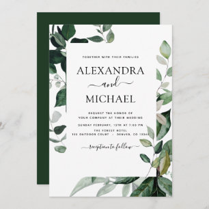 Botanical Greenery Foliage Watercolor Wedding Invi Invitation