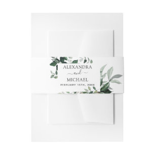 Botanical Greenery Foliage Watercolor Wedding Invi Invitation Belly Band