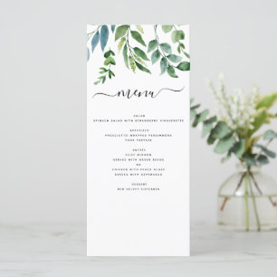 Botanical Greenery Foliage Watercolor Wedding Menu