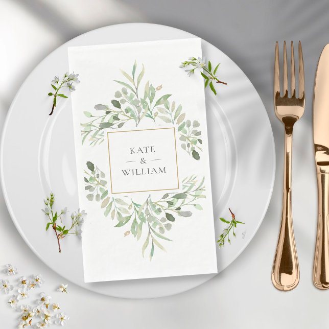 Botanical Greenery Foliage Wedding Paper Guest Towels (Creator Uploaded)