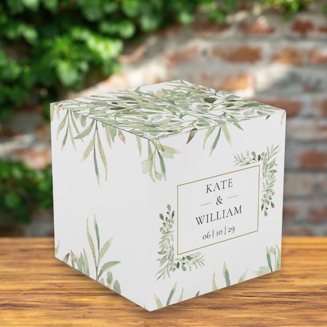 Botanical Greenery Foliage Wedding Thank You Favor Boxes (Creator Uploaded)