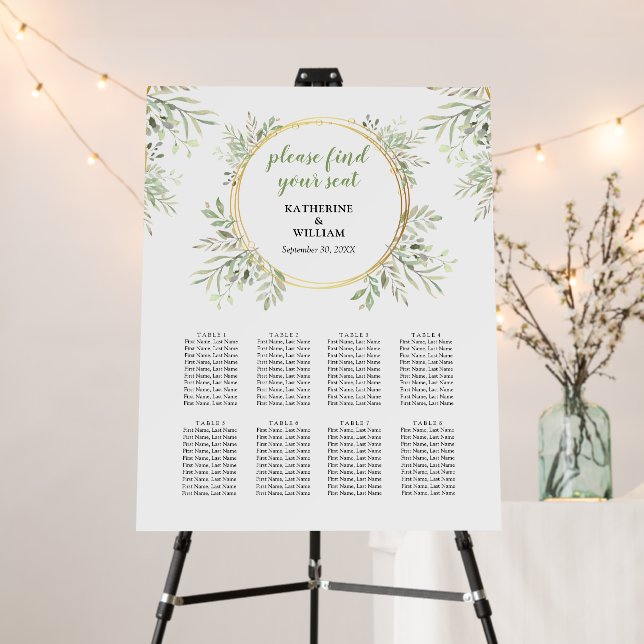 Botanical Greenery Frame Seating Plan Foam Board (In Situ (Stand))