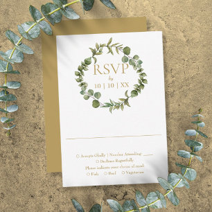 Botanical Greenery Garland Elegant Gold RSVP Card