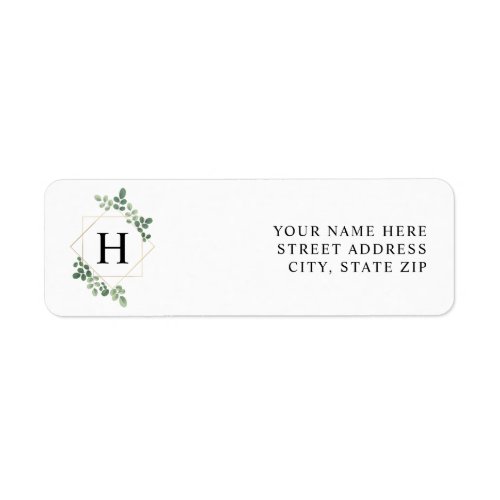 Botanical Greenery Geometric Monogram Label