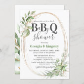 Botanical Greenery Gold BBQ Baby Shower Invitation (Front/Back)