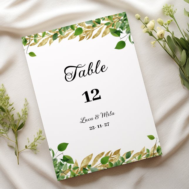 Botanical greenery gold foliage Table Numbers (Botanical greenery gold foliage Table Numbers)
