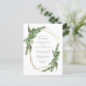 Botanical Greenery & Gold Geometric Wedding Invitation Postcard (Standing Front)