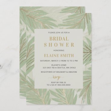 Botanical Greenery Gold Modern Bridal Shower  Invitation