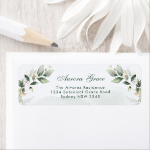 Botanical Greenery Gold Return Address Label