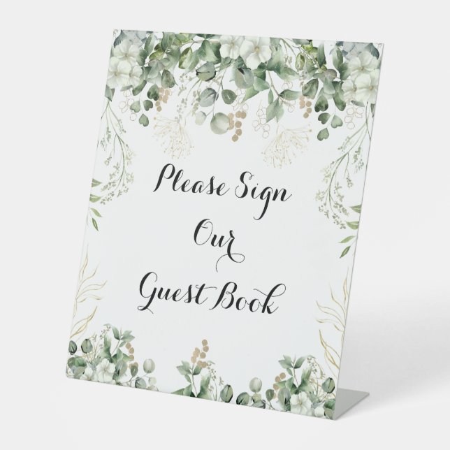 Botanical Greenery & Gold Wedding Sign (Front)
