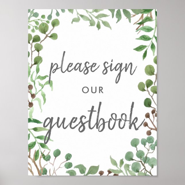 Botanical Greenery | Guestbook Wedding Sign (Front)