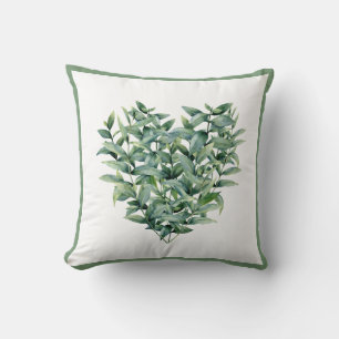 BotanIcal Greenery Heart Shaped Wreath Throw Pillow