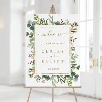 Botanical Greenery Holiday Gold Wedding Welcome