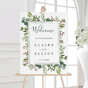 Botanical Greenery Holiday Wedding Welcome Foam Board