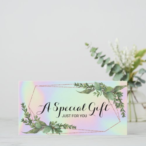 Botanical Greenery Holographic Gift Certificate