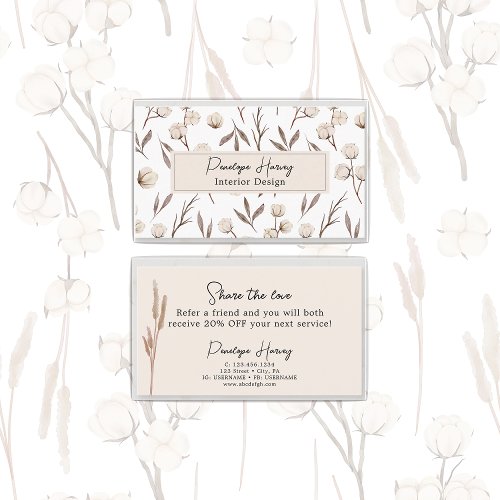 Botanical Greenery Interior Design Referral Card