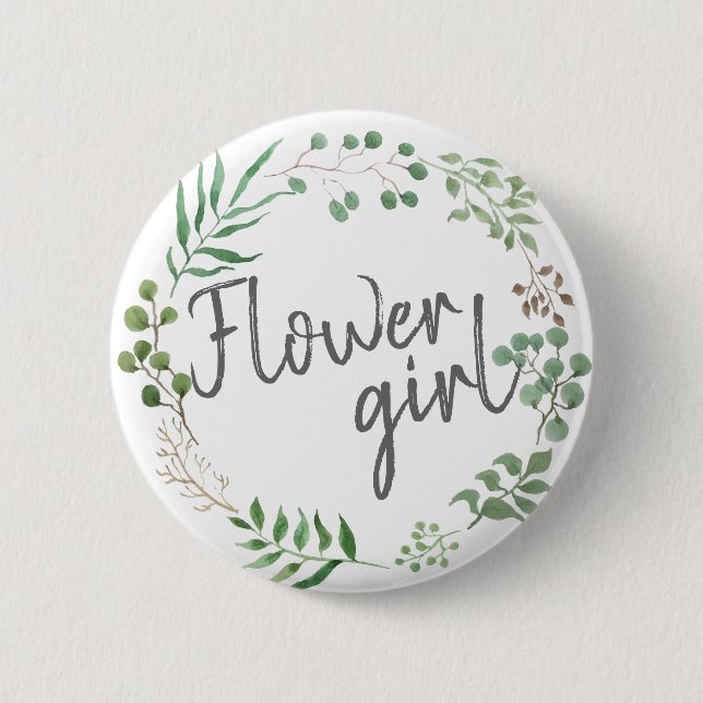 Botanical Greenery | Leaf | Flower Girl Button (Front)
