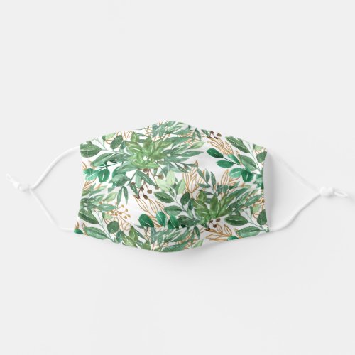 Botanical Greenery Leaf Watercolor Pattern Pretty Adult Cloth Face Mask