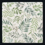 Botanical Greenery Leaves Watercolor  Stone Coaster<br><div class="desc">Rustic Watercolor greenery leaves pattern</div>