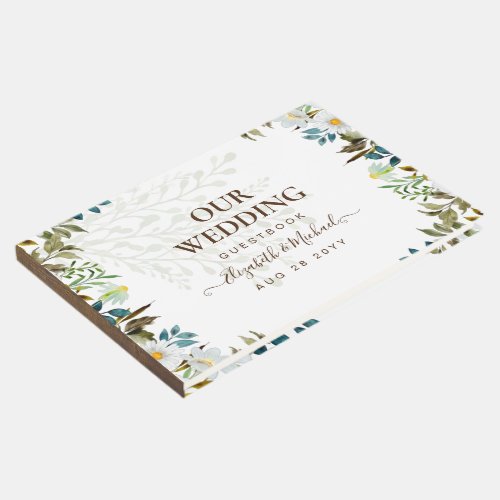 Botanical Greenery Leaves Wedding Guest Book