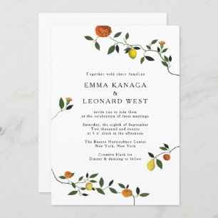 Botanical Greenery, Lemons, and Marigolds Invite