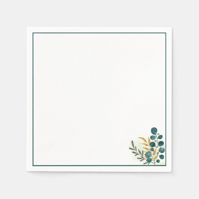 Botanical Greenery Minimal Cocktail Napkins (Front)