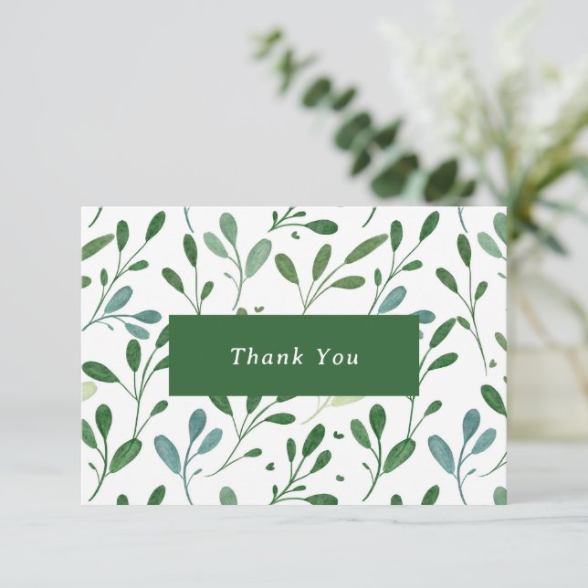 Botanical Greenery Modern Business Thank You Card (Standing Front)