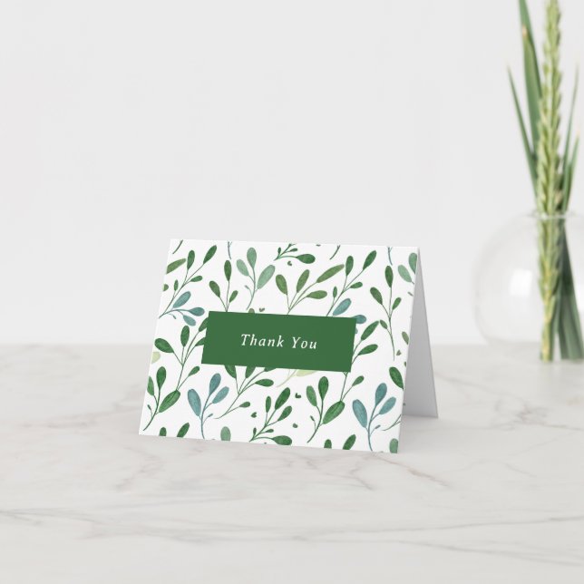 Botanical Greenery Modern Business Thank You Card (Front)