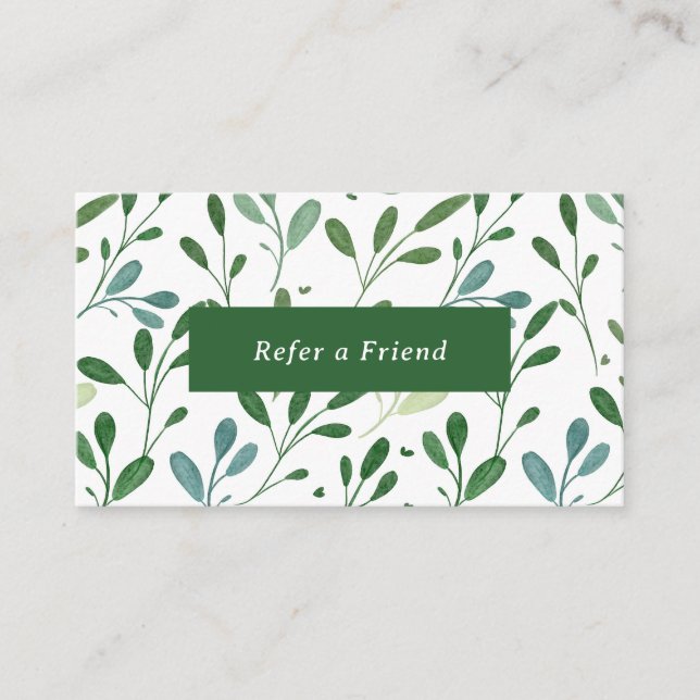 Botanical Greenery Modern Referral Card (Front)