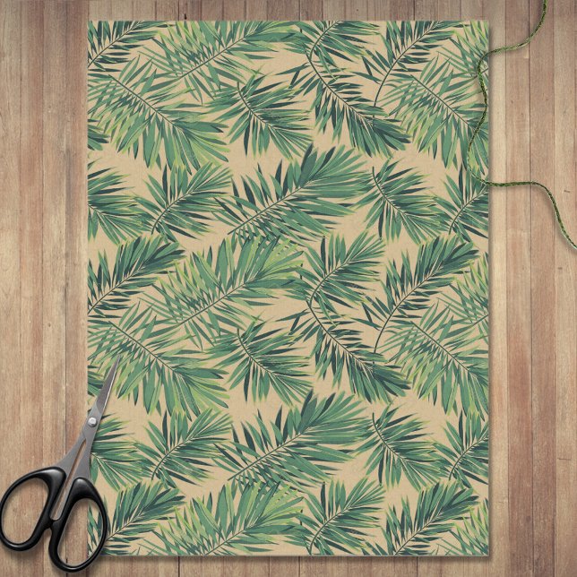 Botanical Greenery on Tan Tissue Paper (Creator Uploaded)