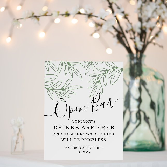 Botanical Greenery Open Bar Foam Board (In Situ (Wedding))