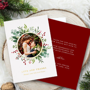 Botanical Greenery Photo Thank You Gold Foil Card