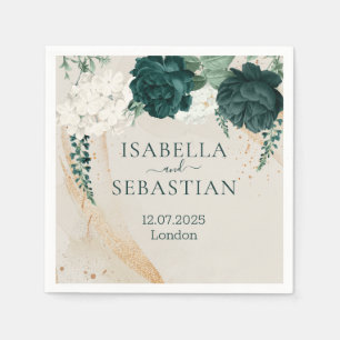 Botanical Greenery Rose Wedding Napkins